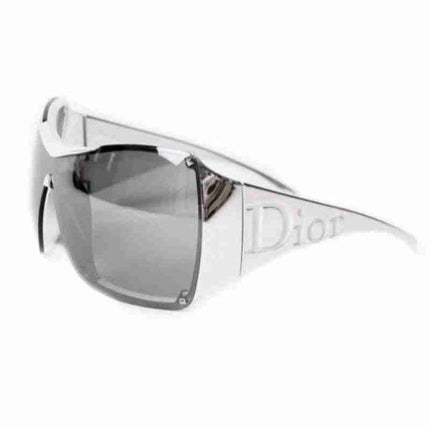 Dior Overshine sunglasses with a large one piece lens and Dior logo spelled out on the sides